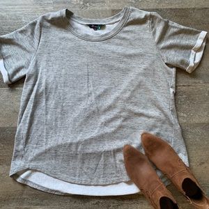 Gray blouse with folded sleeves
